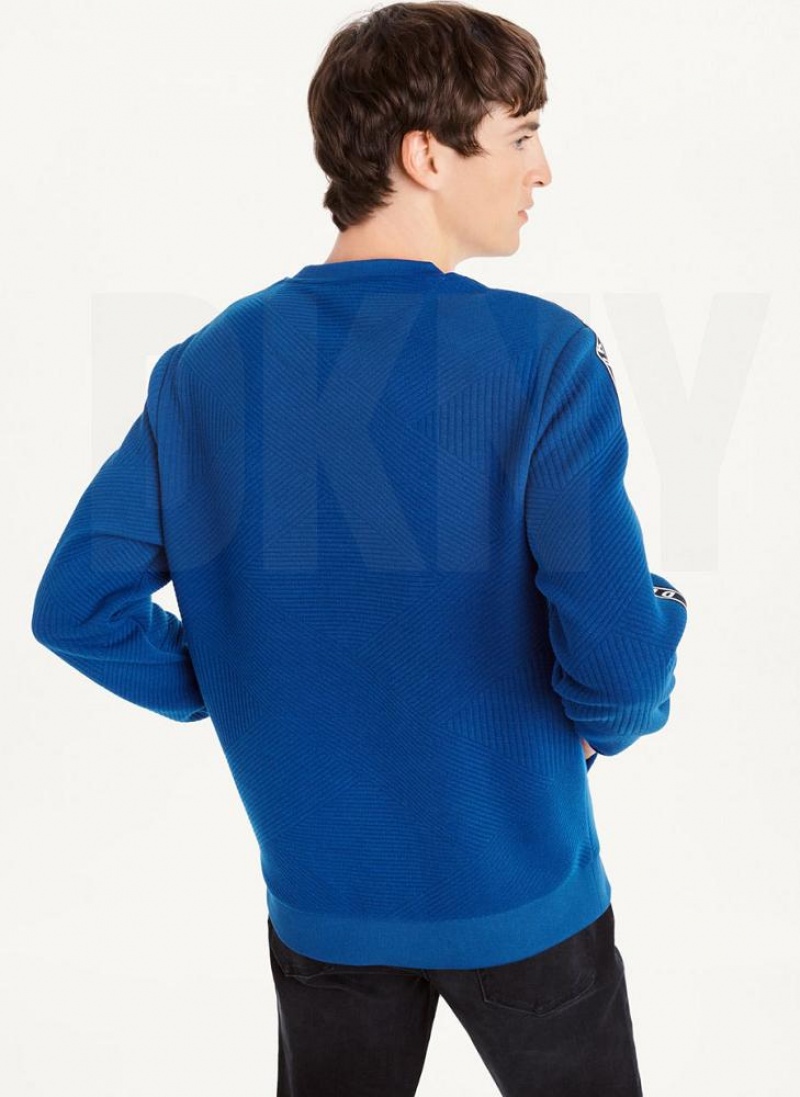 Φούτερ DKNY Directional Quilting Crewneck ανδρικα βαθυ μπλε | Greece_D1439