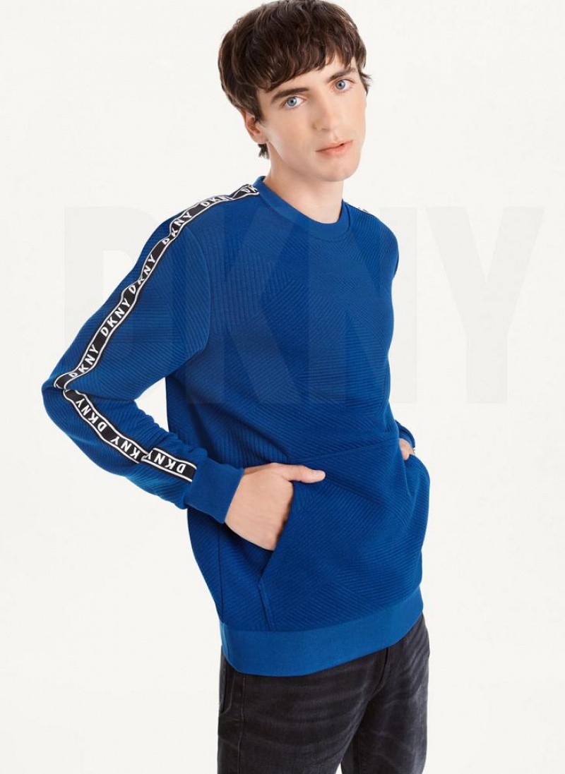 Φούτερ DKNY Directional Quilting Crewneck ανδρικα βαθυ μπλε | Greece_D1439