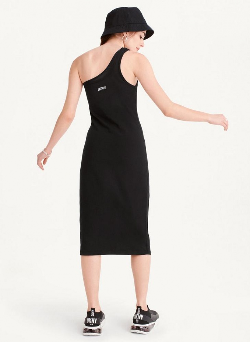 Φορεμα DKNY Double Layer One Shoulder γυναικεια μαυρα | Greece_D1485