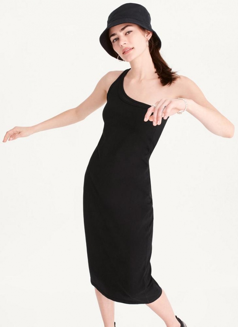 Φορεμα DKNY Double Layer One Shoulder γυναικεια μαυρα | Greece_D1485