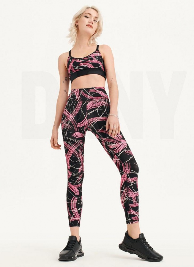 Κολαν DKNY Electric Shock Print High waist γυναικεια ροζ | Greece_D0806