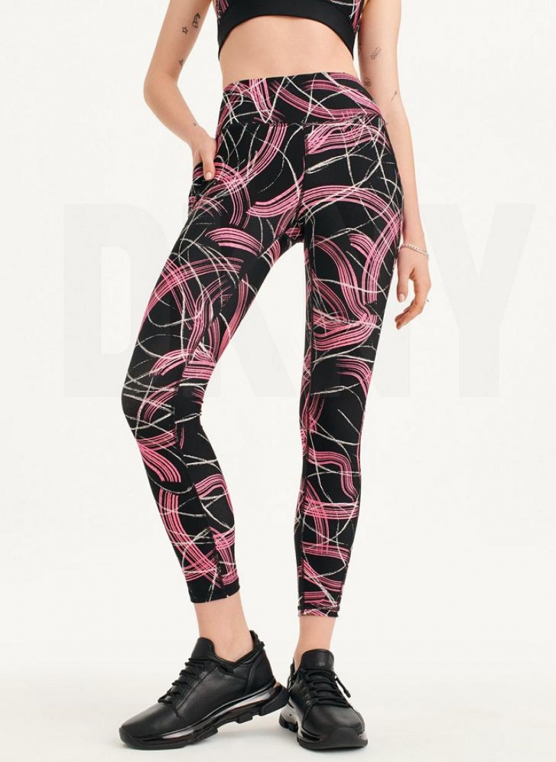 Κολαν DKNY Electric Shock Print High waist γυναικεια ροζ | Greece_D0806