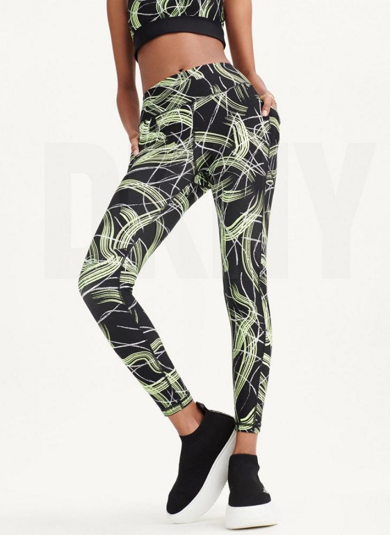 Κολαν DKNY Electric Shock Print High waist γυναικεια πρασινο | Greece_D0399