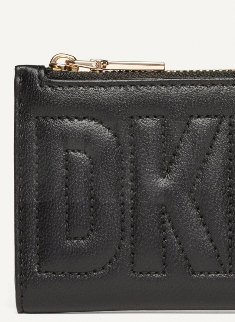 πορτοφολια DKNY Elsa Bifold Card Holder γυναικεια μαυρα χρυσο χρωμα | Greece_D1902