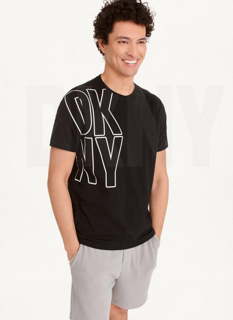 μπλουζακια DKNY Exploded Logo Outline ανδρικα μαυρα | Greece_D0287