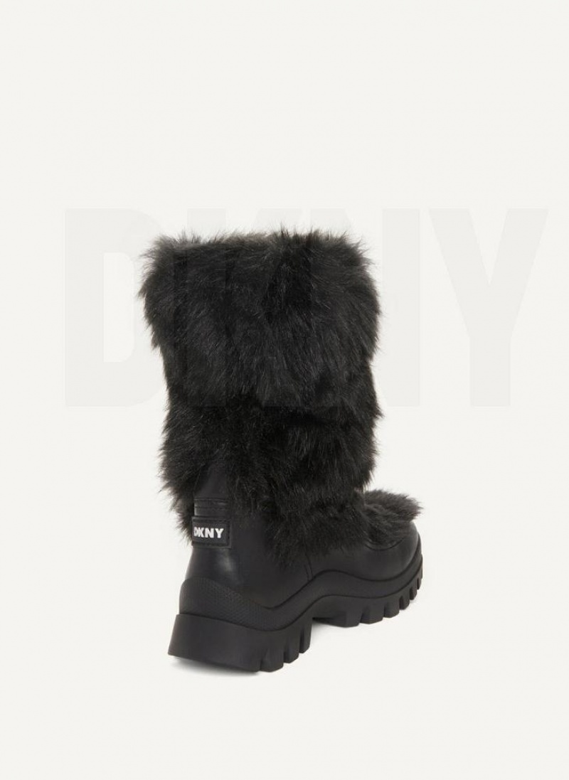 Μποτεσ DKNY Faux Fur Lug Sole γυναικεια μαυρα | Greece_D1771