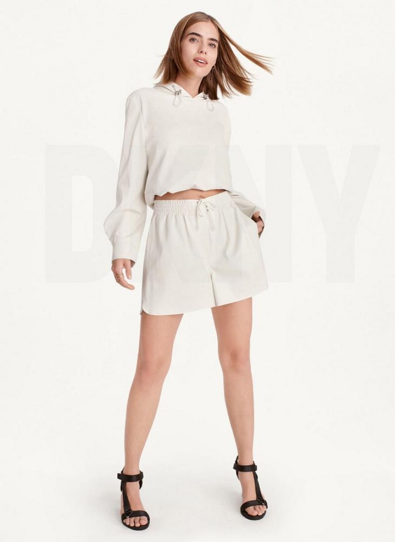 Σορτσ DKNY Faux δερματινα Pull On γυναικεια ασπρα | Greece_D1205