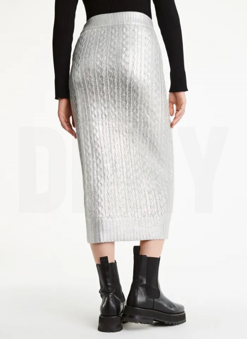 φουστεσ DKNY Foil Maxi γυναικεια ασπρα | Greece_D1433