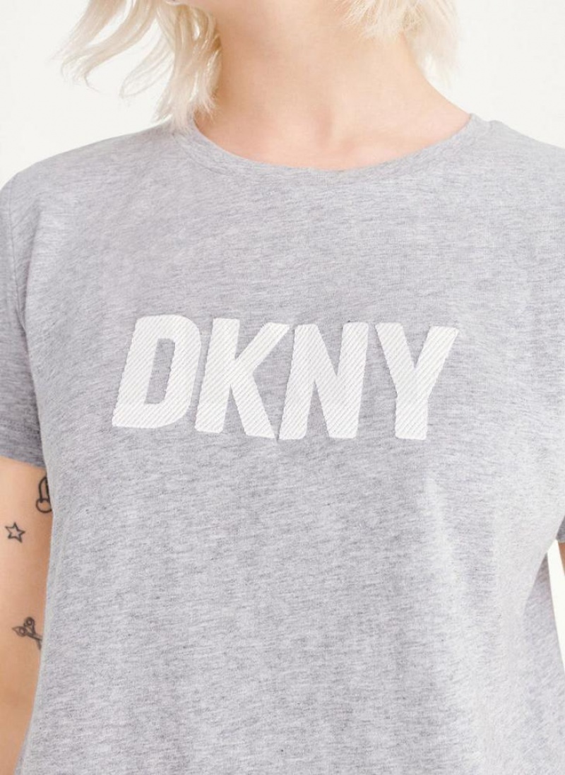 μπλουζακια DKNY Foundation Logo γυναικεια γκρι | Greece_D0642