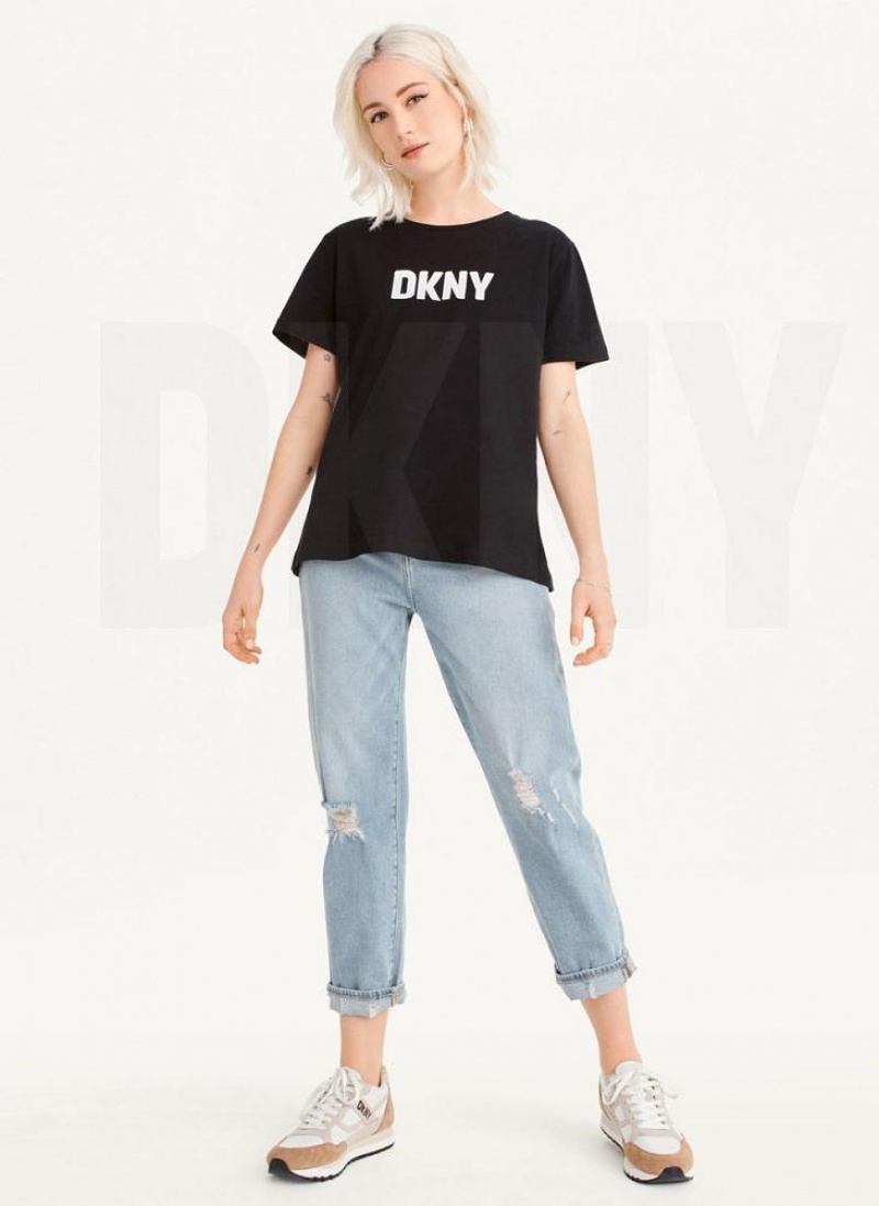 μπλουζακια DKNY Foundation Logo γυναικεια μαυρα | Greece_D0945