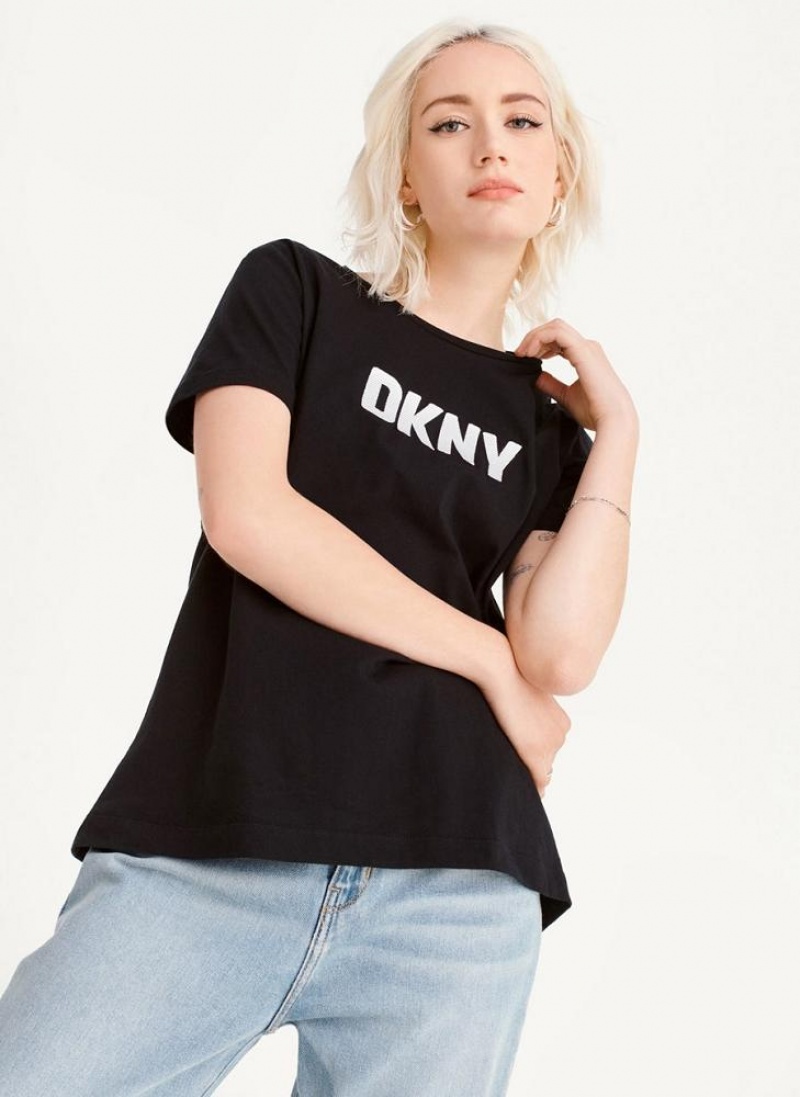 μπλουζακια DKNY Foundation Logo γυναικεια μαυρα | Greece_D0945