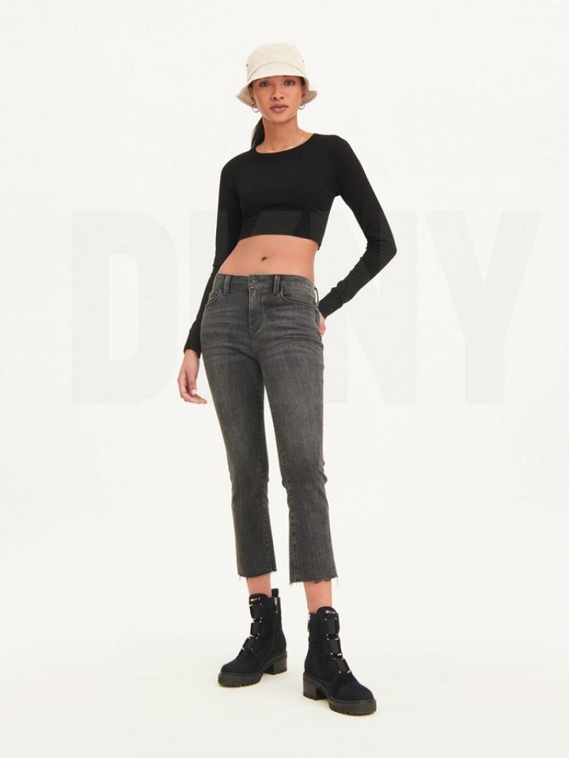 Τζιν DKNY Foundation Slim Stright Crop With Raw Hem γυναικεια γκρι | Greece_D0994