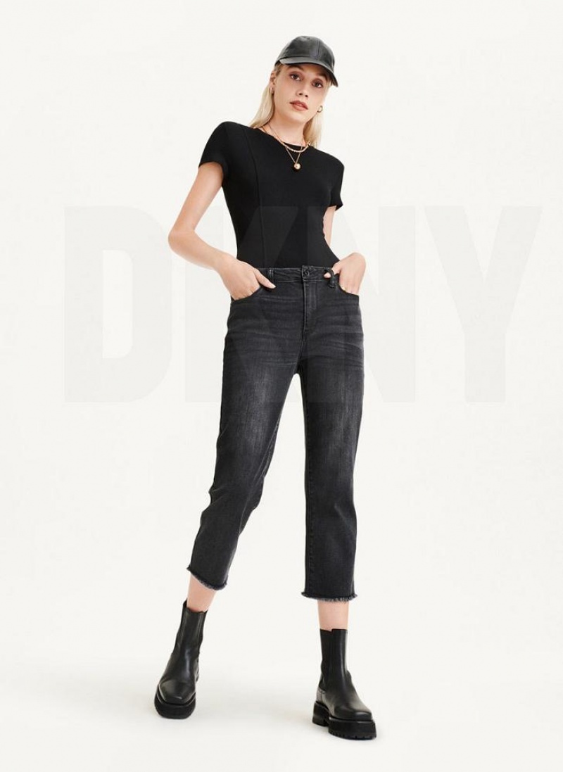 Τζιν DKNY Foundation Slim Stright Crop With Raw Hem γυναικεια γκρι | Greece_D0994