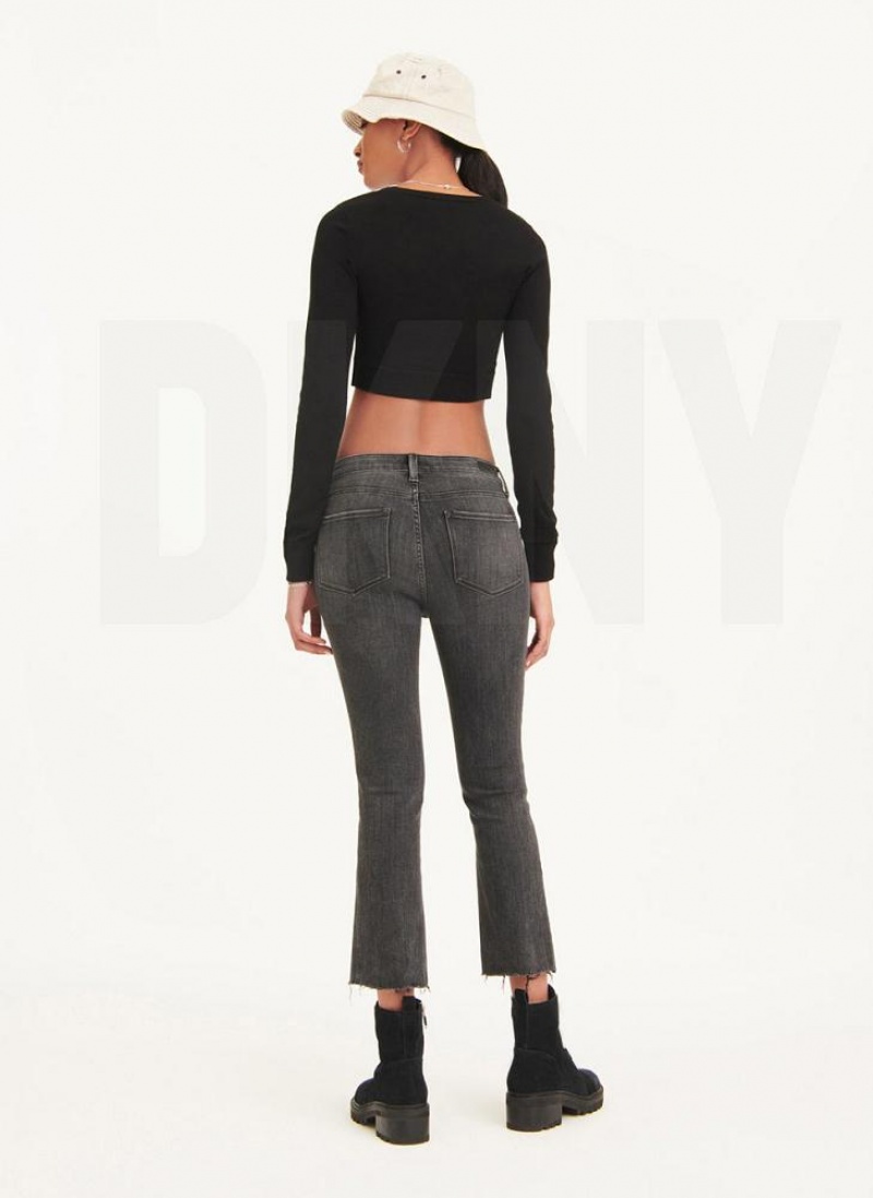 Τζιν DKNY Foundation Slim Stright Crop With Raw Hem γυναικεια μαυρα | Greece_D0828