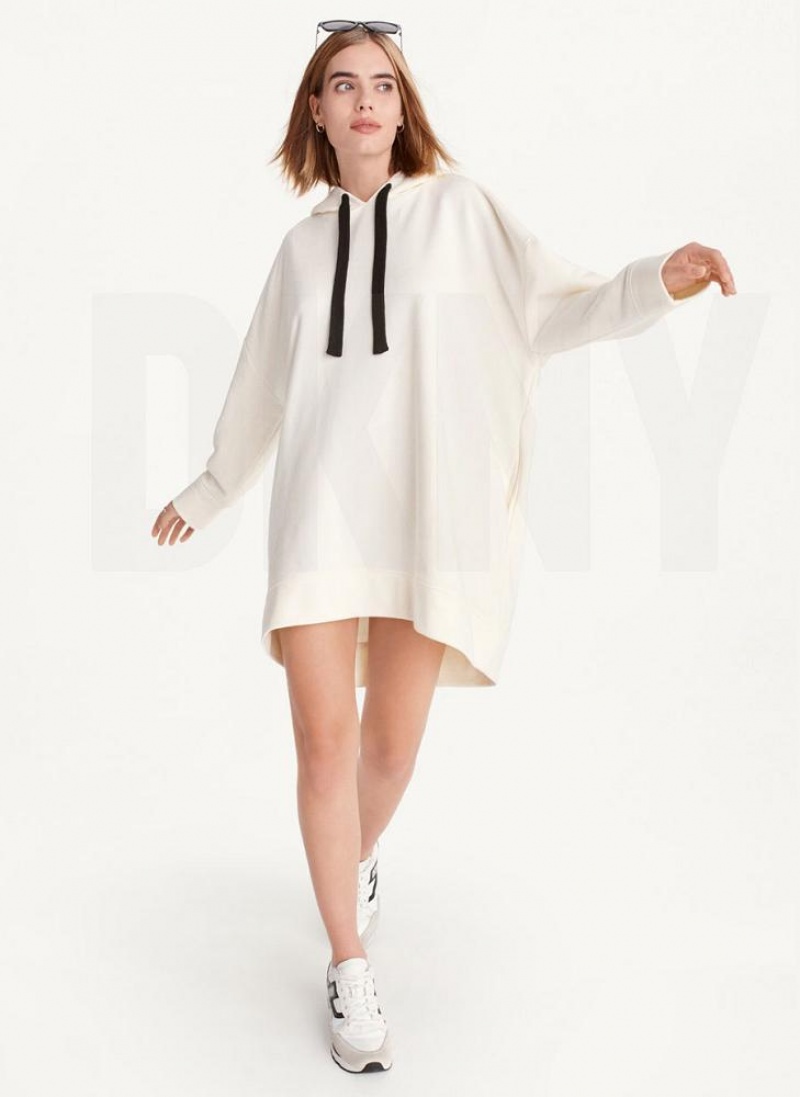 Φορεμα DKNY French Terry Oversized γυναικεια ασπρα | Greece_D1716