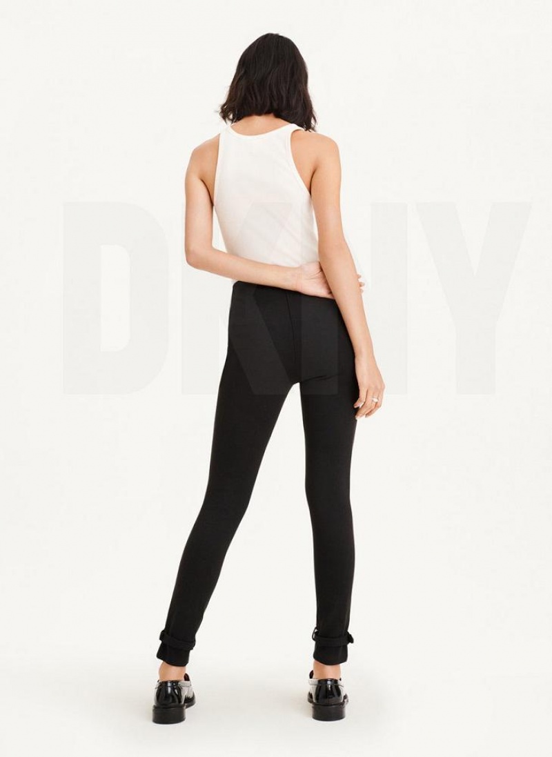 Παντελονι DKNY Front Seam With Buckled Ankle γυναικεια μαυρα | Greece_D1558