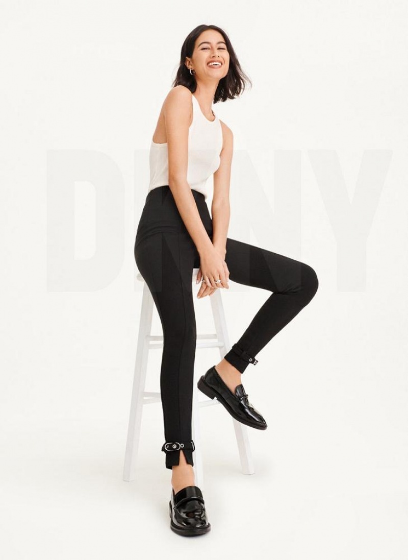 Παντελονι DKNY Front Seam With Buckled Ankle γυναικεια μαυρα | Greece_D1558