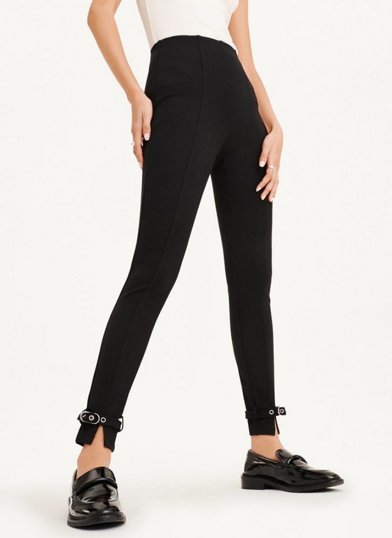 Παντελονι DKNY Front Seam With Buckled Ankle γυναικεια μαυρα | Greece_D1558