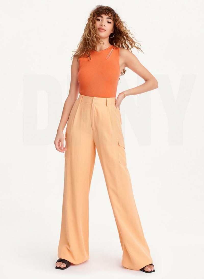 Παντελονι DKNY Frosted Twill γυναικεια κίτρινα | Greece_D0500