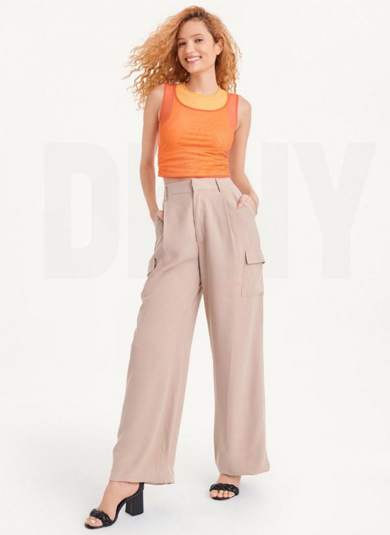 Παντελονι DKNY Frosted Twill γυναικεια Χακί | Greece_D1337