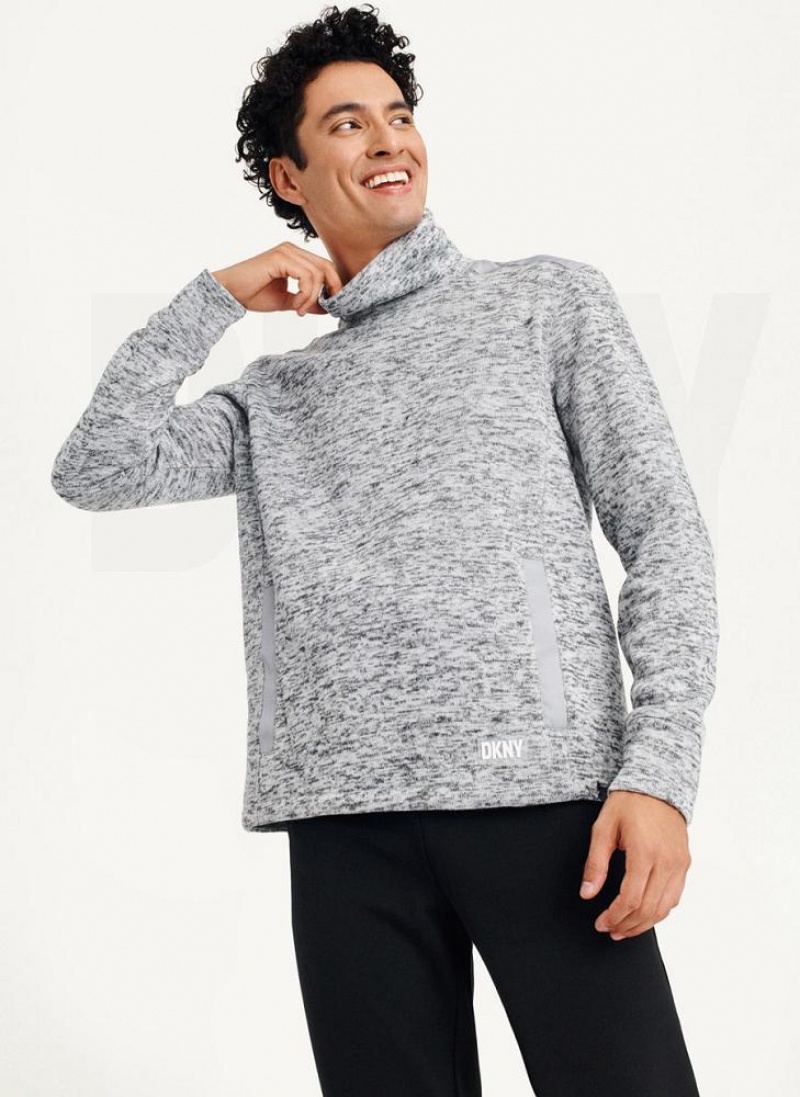 Φούτερ DKNY Funnel Neck Pullover ανδρικα ανοιχτο γκρι | Greece_D0182