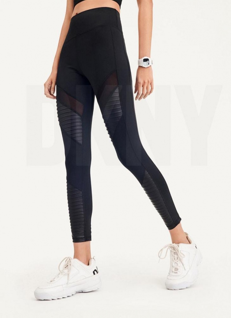 Κολαν DKNY High Waisted Moto Tight γυναικεια μαυρα | Greece_D1210