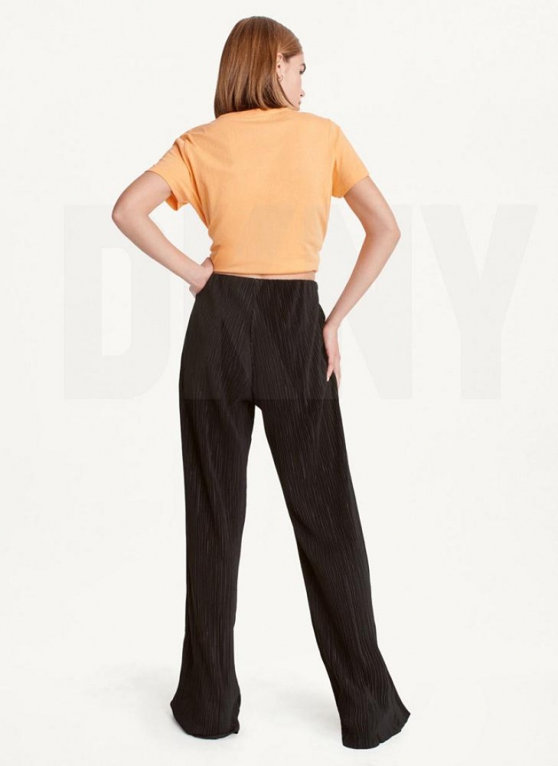 Παντελονι DKNY High Waisted Πλισέ Flare γυναικεια μαυρα | Greece_D0898