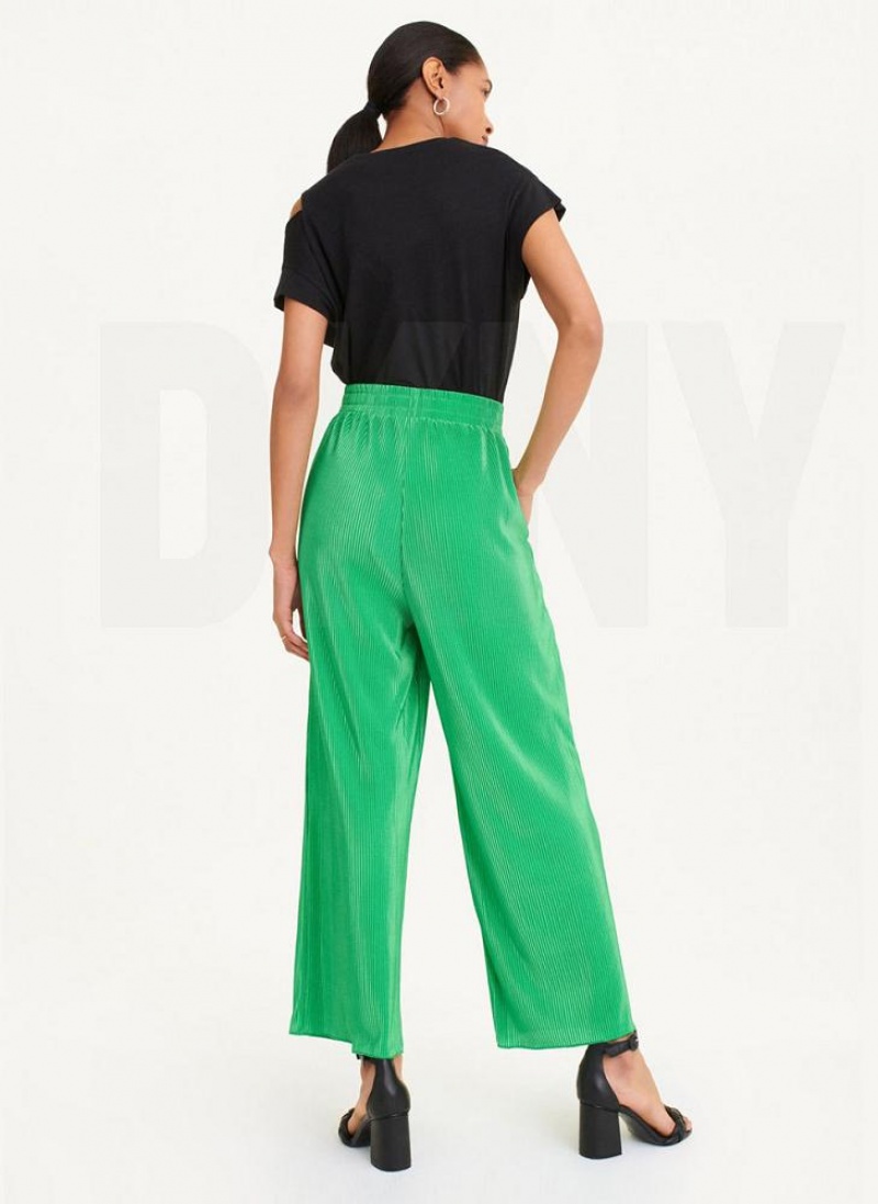 Παντελονι DKNY High Waisted Πλισέ Flare γυναικεια πρασινο | Greece_D1403