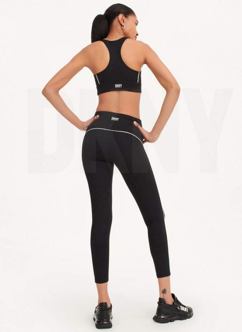 Κολαν DKNY High Waisted with Logo Piping γυναικεια μαυρα | Greece_D1601