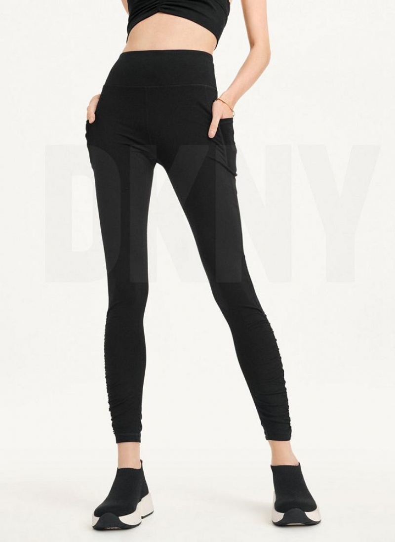 Κολαν DKNY High waist With Ruched Details γυναικεια μαυρα | Greece_D1281