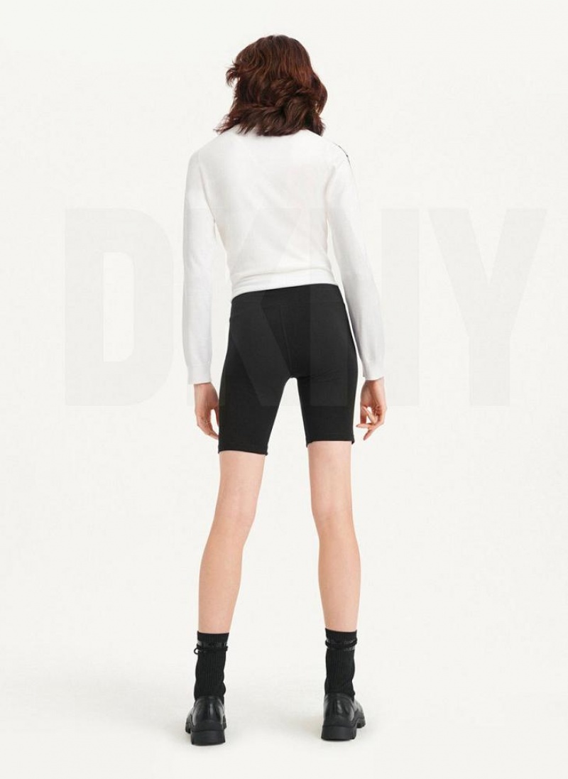 Σορτσ DKNY High waist tracking Logo Bike γυναικεια μαυρα ασπρα | Greece_D1231