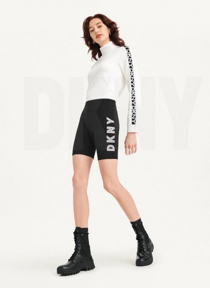 Σορτσ DKNY High waist tracking Logo Bike γυναικεια μαυρα ασπρα | Greece_D1231