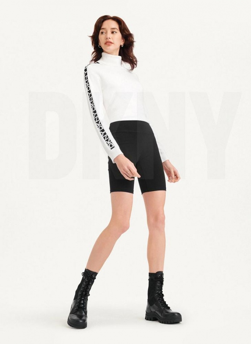 Σορτσ DKNY High waist tracking Logo Bike γυναικεια μαυρα ασπρα | Greece_D1231