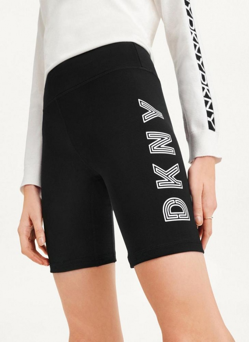 Σορτσ DKNY High waist tracking Logo Bike γυναικεια μαυρα ασπρα | Greece_D1231