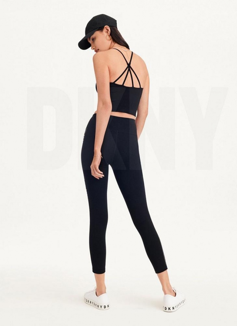 Κολαν DKNY High-waisted Logo Taping γυναικεια μαυρα | Greece_D1414