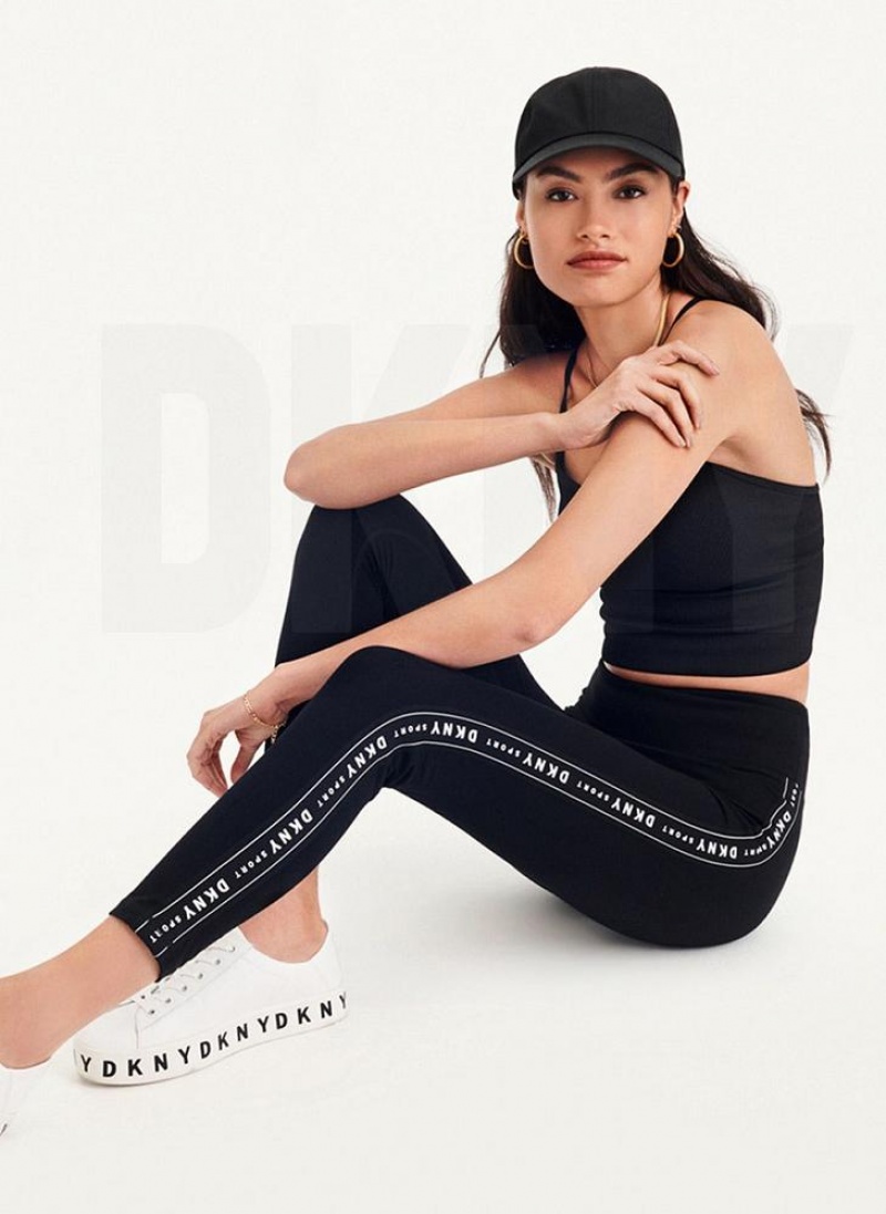 Κολαν DKNY High-waisted Logo Taping γυναικεια μαυρα | Greece_D1414