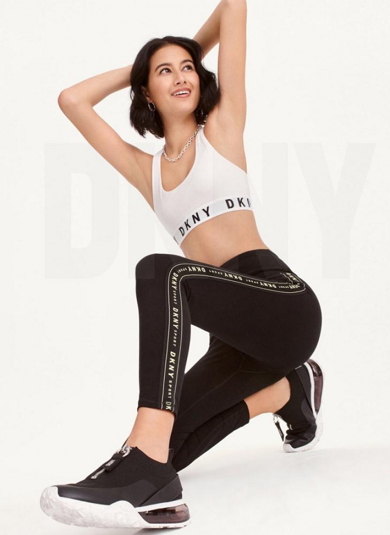 Κολαν DKNY High-waisted Logo Taping γυναικεια ανοιχτο πρασινο | Greece_D1688