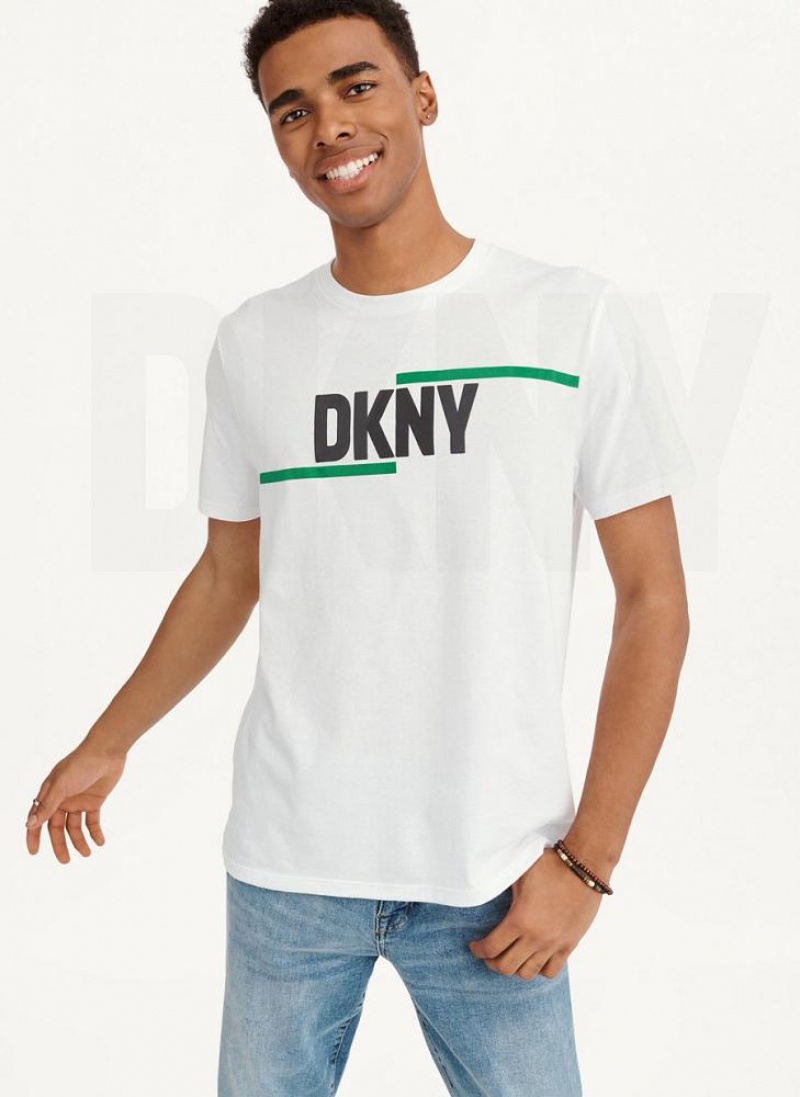 μπλουζακια DKNY Irregular Lines ανδρικα ασπρα | Greece_D0747