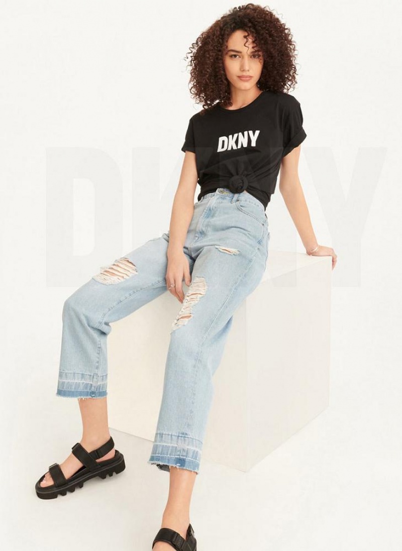 Τζιν DKNY Kent High Rise Distressed γυναικεια ανοιχτο μπλε | Greece_D0777