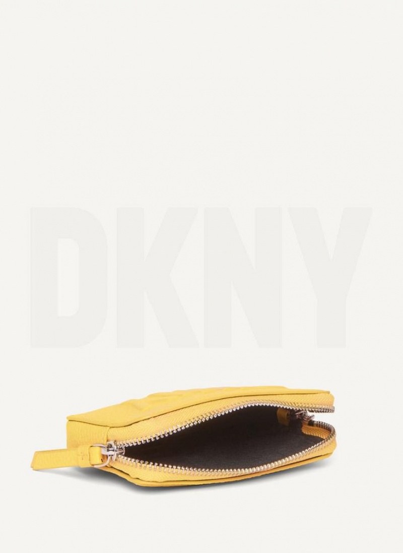 πορτοφολια DKNY Keyfob Cardcase Raised Logo γυναικεια κίτρινα | Greece_D1304