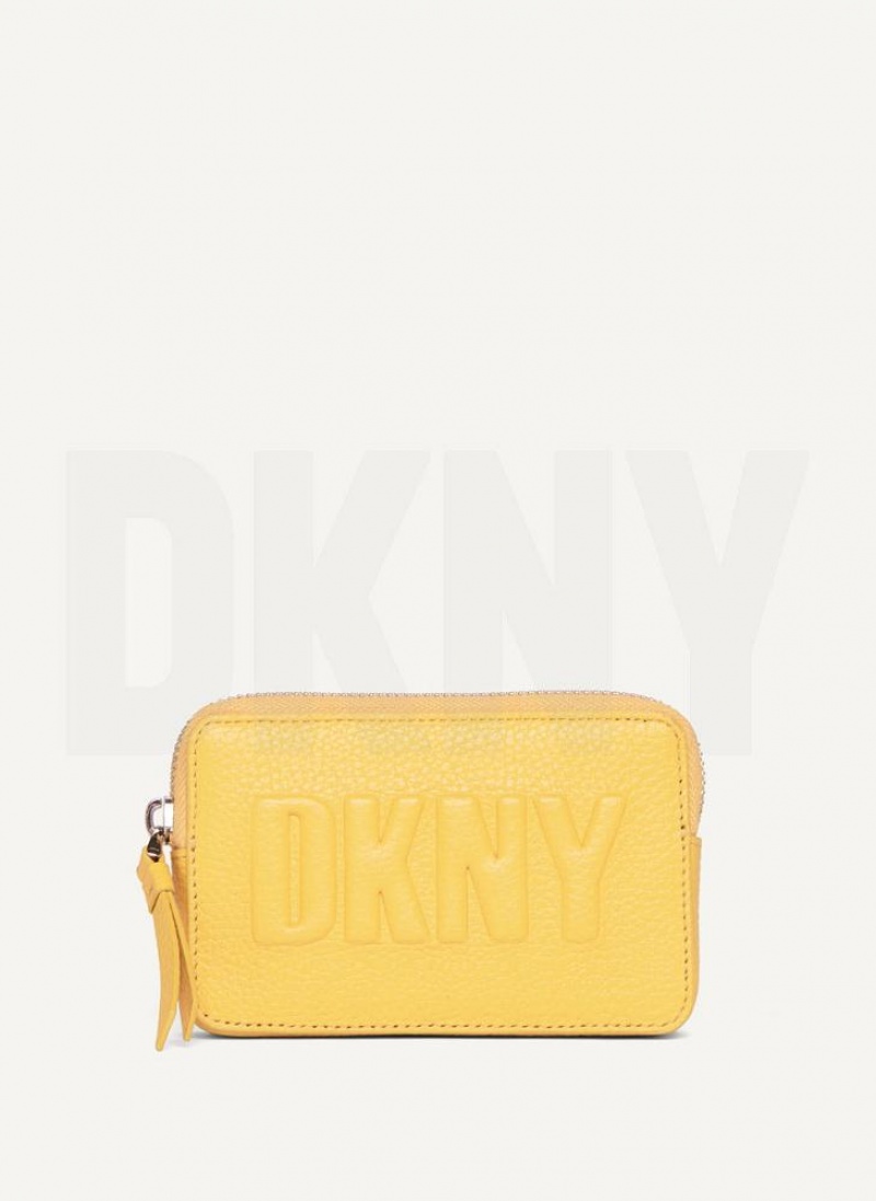 πορτοφολια DKNY Keyfob Cardcase Raised Logo γυναικεια κίτρινα | Greece_D1304