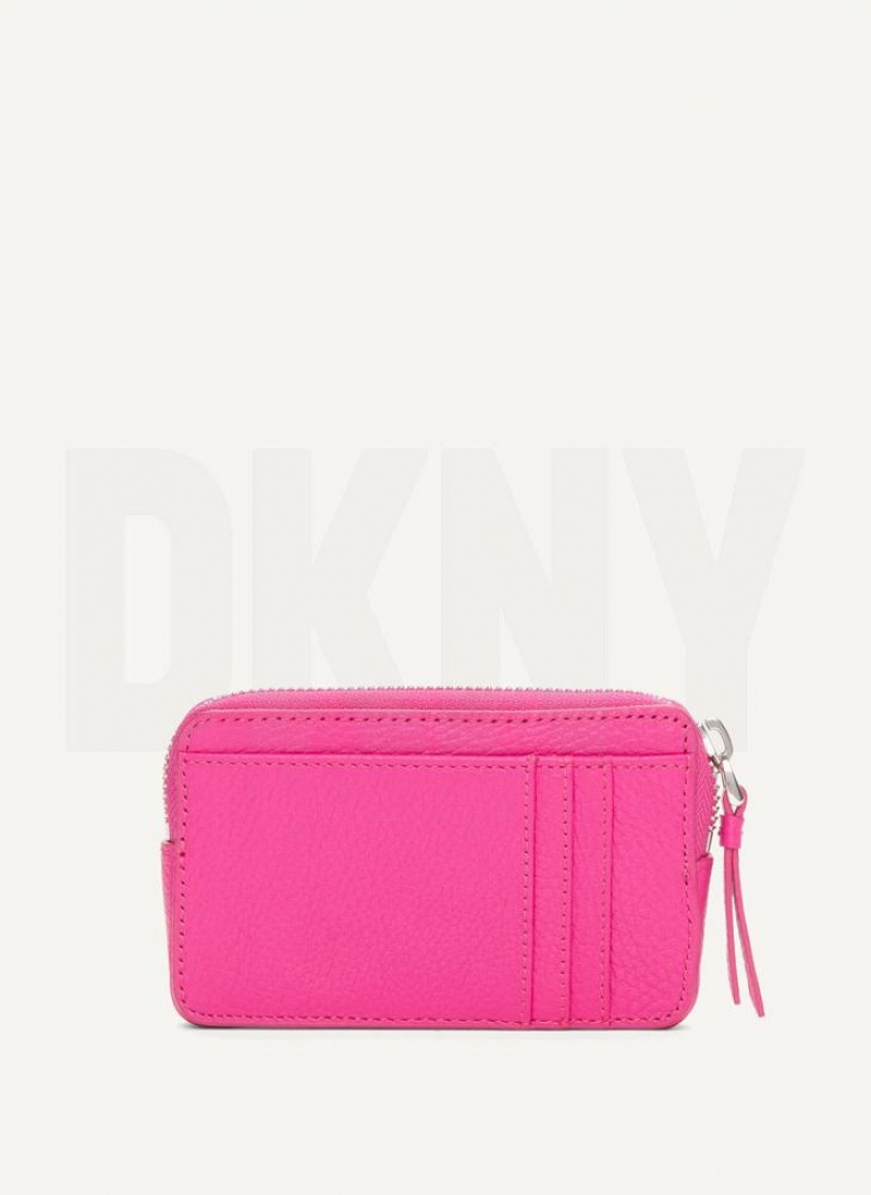 πορτοφολια DKNY Keyfob Cardcase Raised Logo γυναικεια ροζ μωβ | Greece_D0266