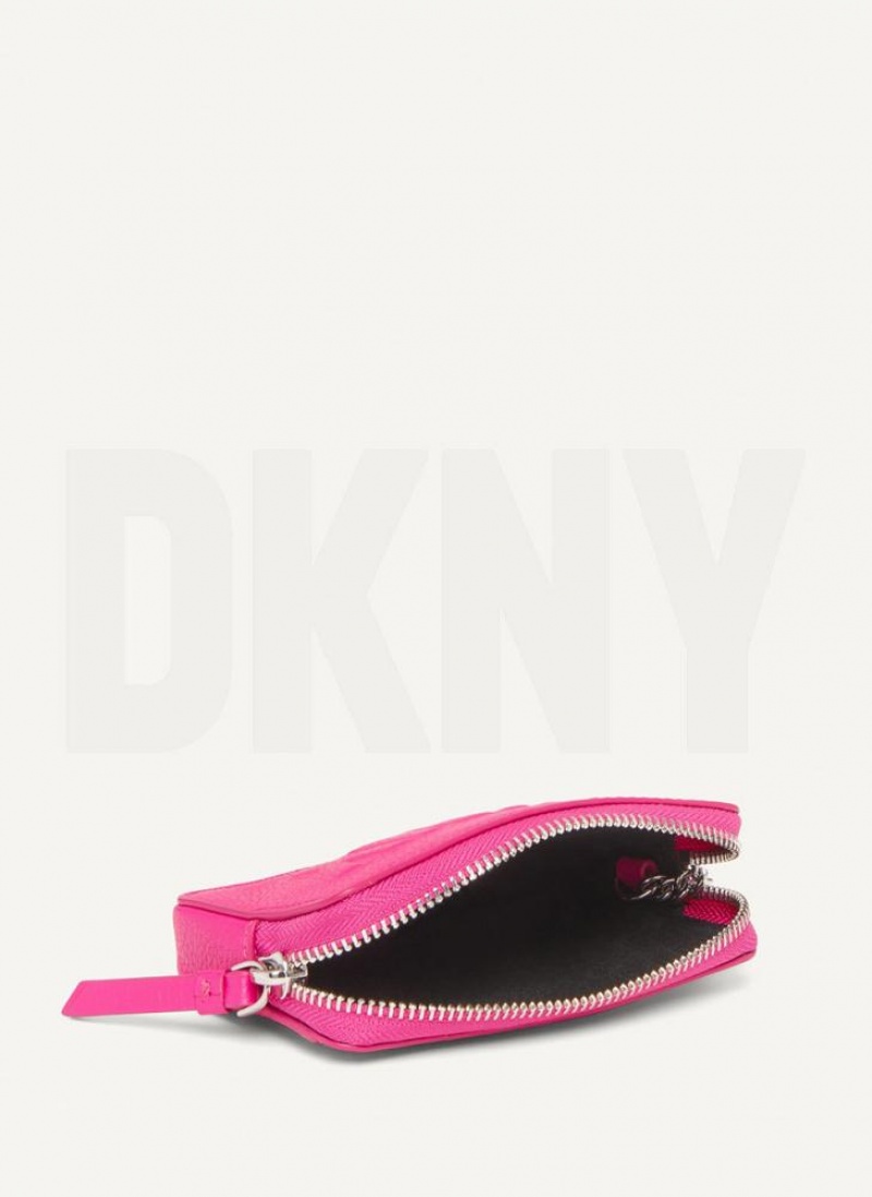 πορτοφολια DKNY Keyfob Cardcase Raised Logo γυναικεια ροζ μωβ | Greece_D0266