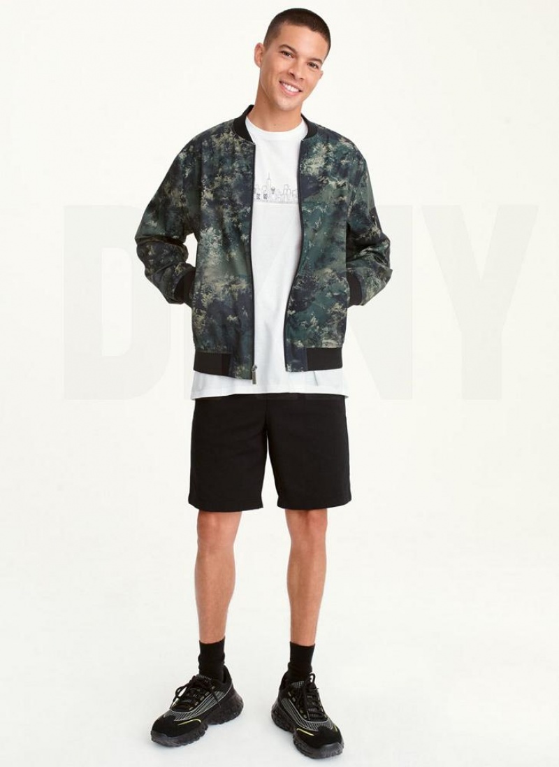 Μπουφαν DKNY Leaf Camo Bomber ανδρικα Ελιά | Greece_D0741