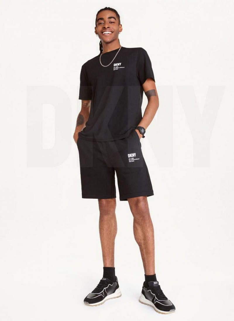 μπλουζακια DKNY Left Chest Logo ανδρικα μαυρα | Greece_D0652