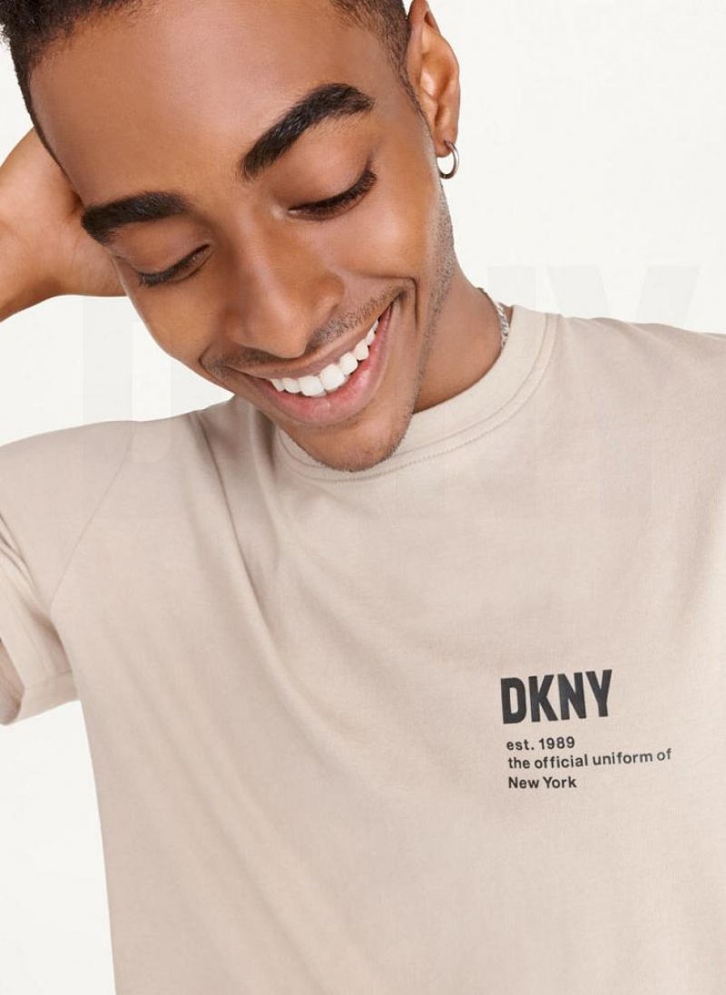 μπλουζακια DKNY Left Chest Logo ανδρικα Χακί | Greece_D0859