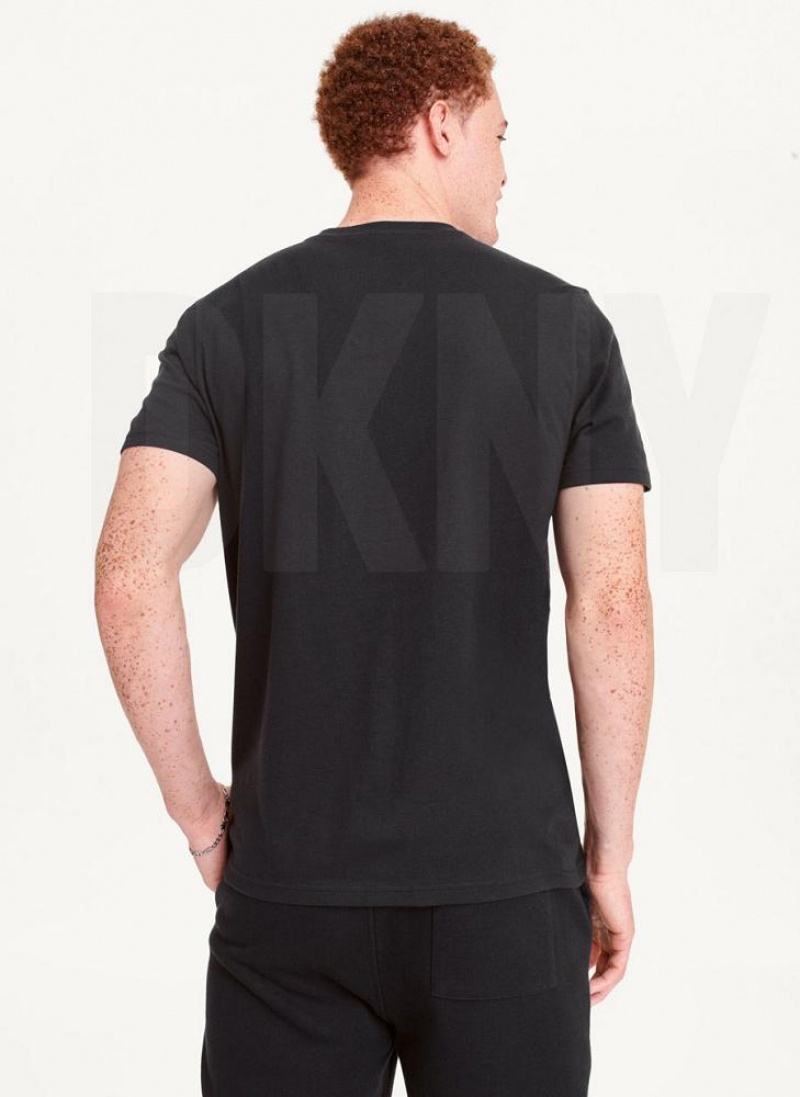 μπλουζακια DKNY Left Chest ανδρικα μαυρα | Greece_D0231