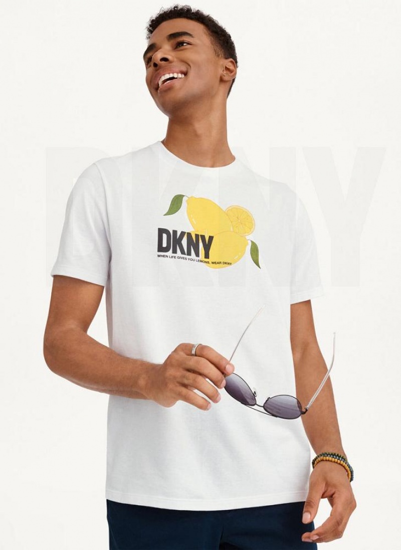 μπλουζακια DKNY Lemon ανδρικα ασπρα | Greece_D1259