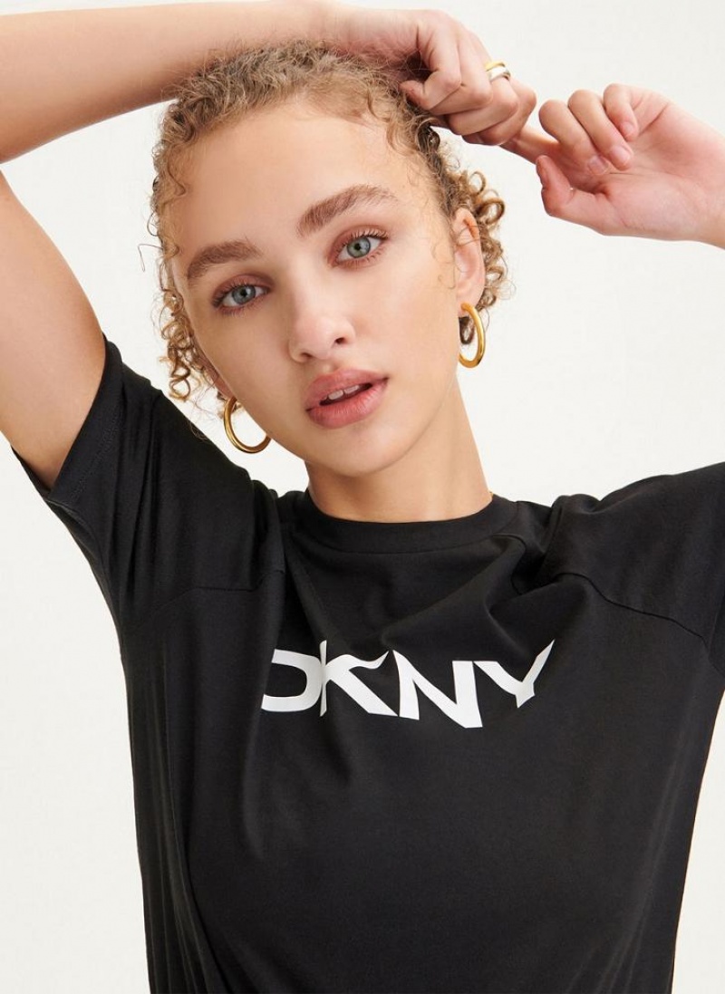 Φορεμα DKNY Logo Drawstring waist γυναικεια μαυρα | Greece_D1942