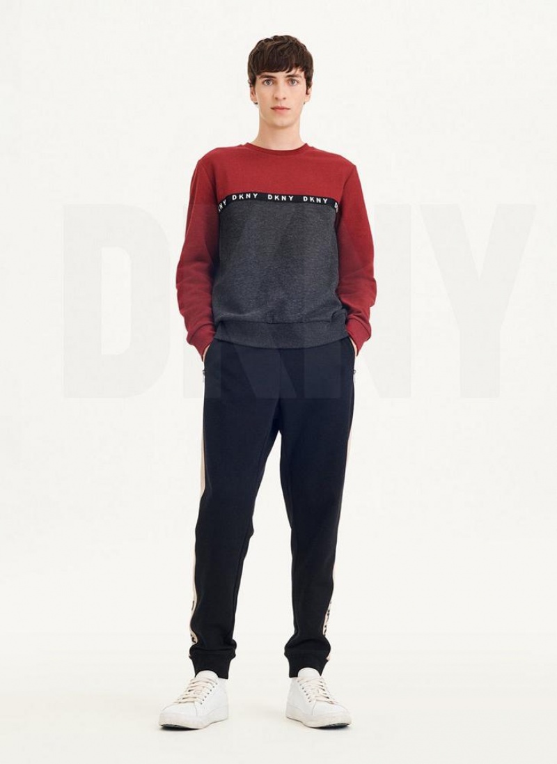 Φούτερ DKNY Logo Fleece Crew ανδρικα σκούρο κοκκινα | Greece_D0205